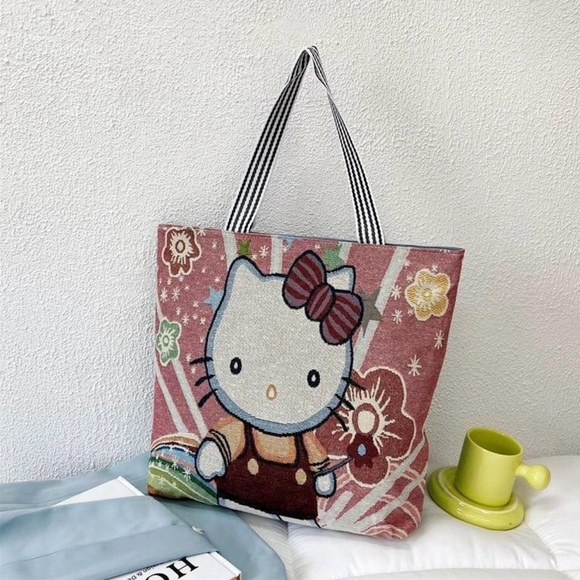 Hello Kitty Tapestry Tote Bag - Red and White - Picture 3 of 3
